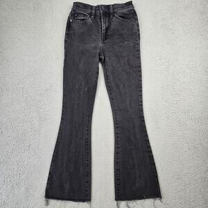 Tory Burch Jeans Womens 23 Black Flare Cat's Meow Raw Hem Stretch Denim Pants